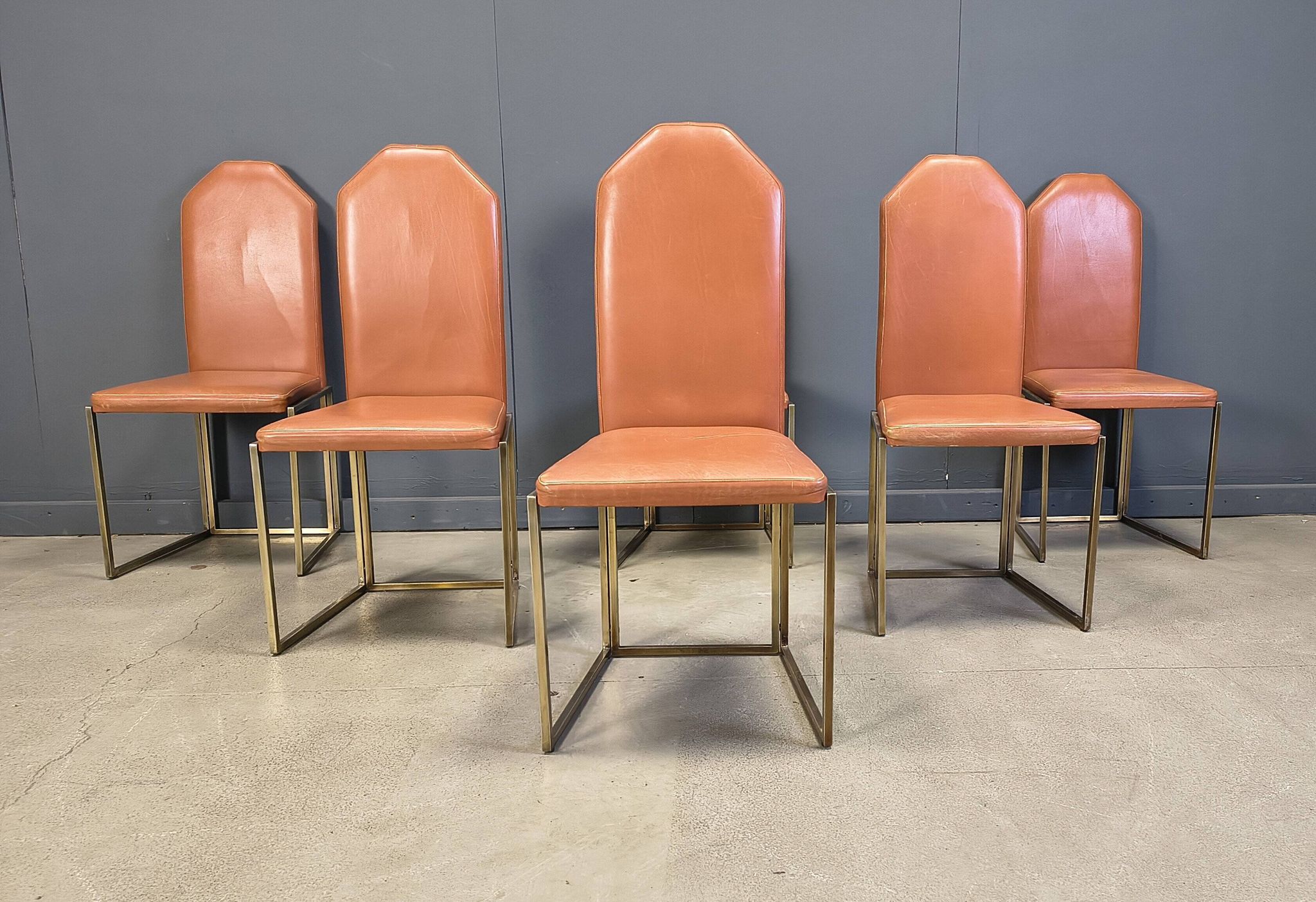 Vintage brass dining chairs by Belgochrom, 1970s