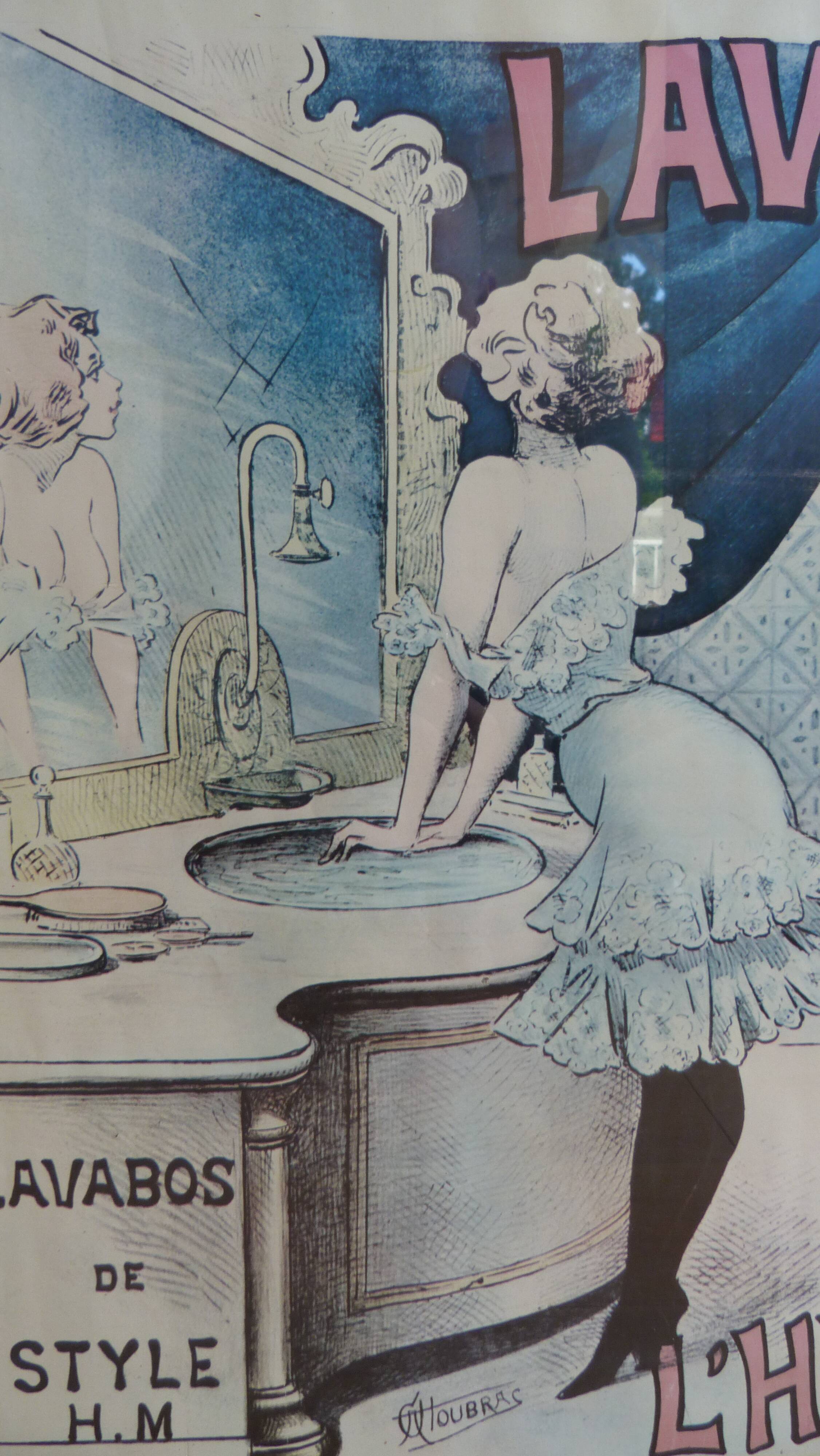 Old advertising poster: washbasins bathrooms modern hygiene