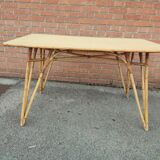 Vintage bamboo wicker rattan table