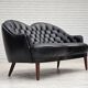 1960s, Scandinavian sofa in black furniture leather.