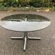 Italian round coffee table in chrome and smoked glass Giotto Stoppino style 1970
