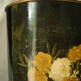 Vintage silkscreened sheet metal paper basket Napoleon III style