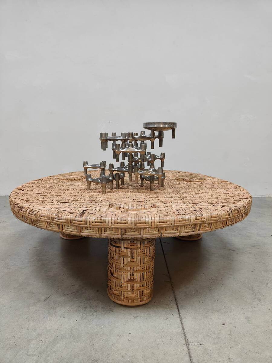 HKliving round design rattan coffee table
