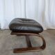 Vintage Panther Lounge Chair with Ottoman / Brown Leather Recliner Armchair