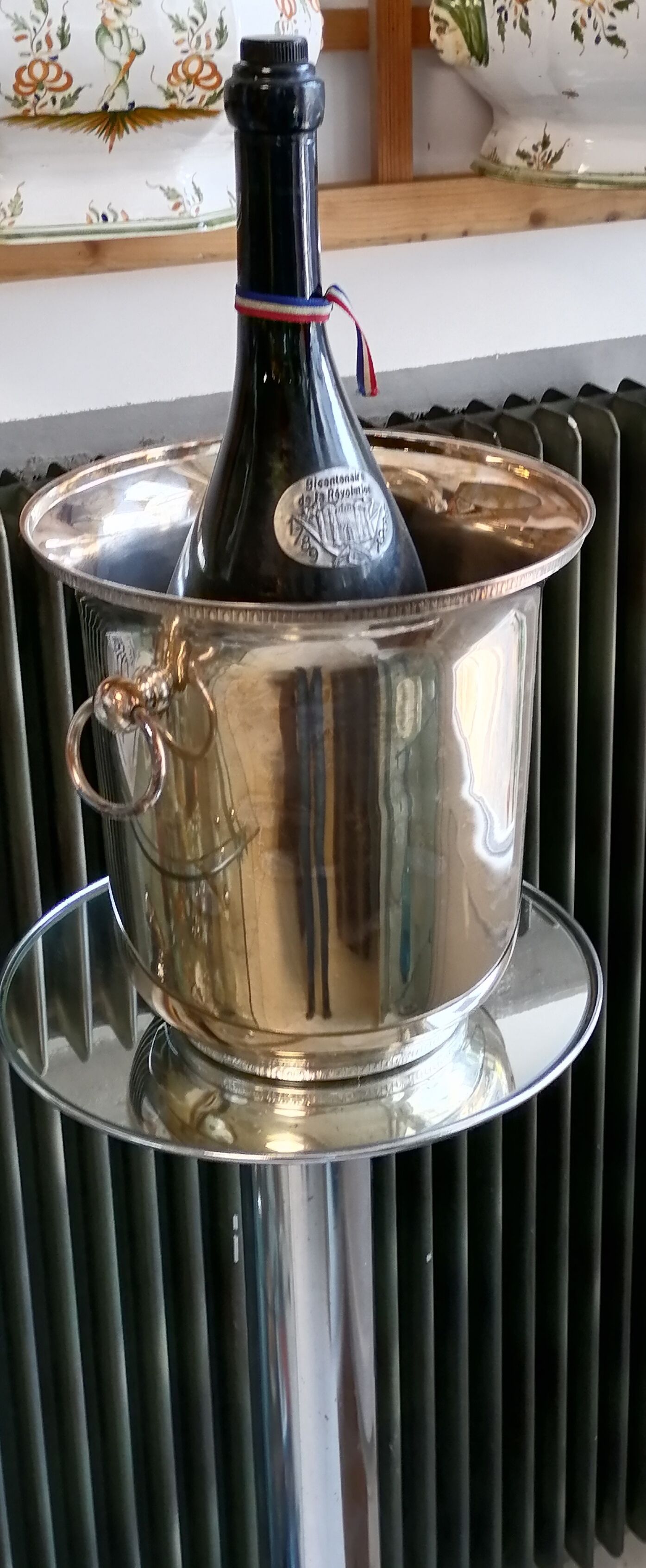 Silver metal champagne bucket