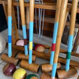 Old wooden croquet game