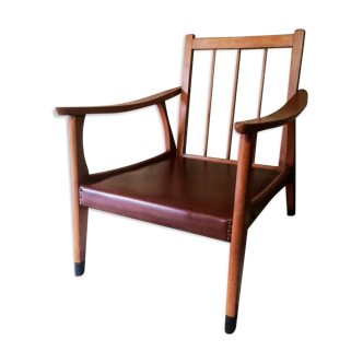 Vintage Danish armchair 1950 Scandinavian style, compass legs