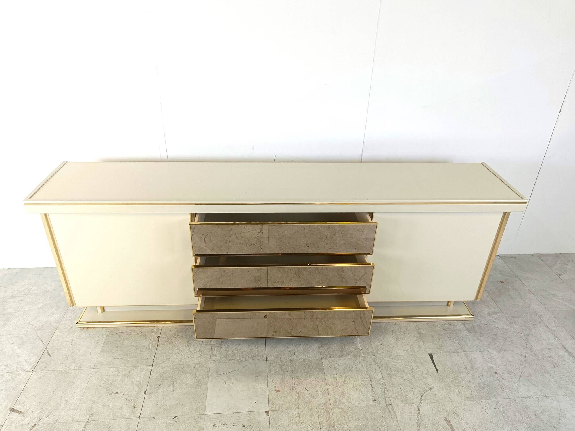 Vintage brass and lacquer sideboard, 1970s