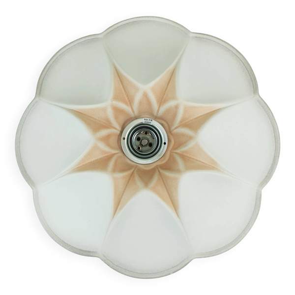 Plafonnier ou applique murale vintage en céramique en forme de fleur blanc gris rose années 80