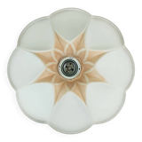 Vintage ceramic ceiling light or wall lamp flower shape white grey rose 80s