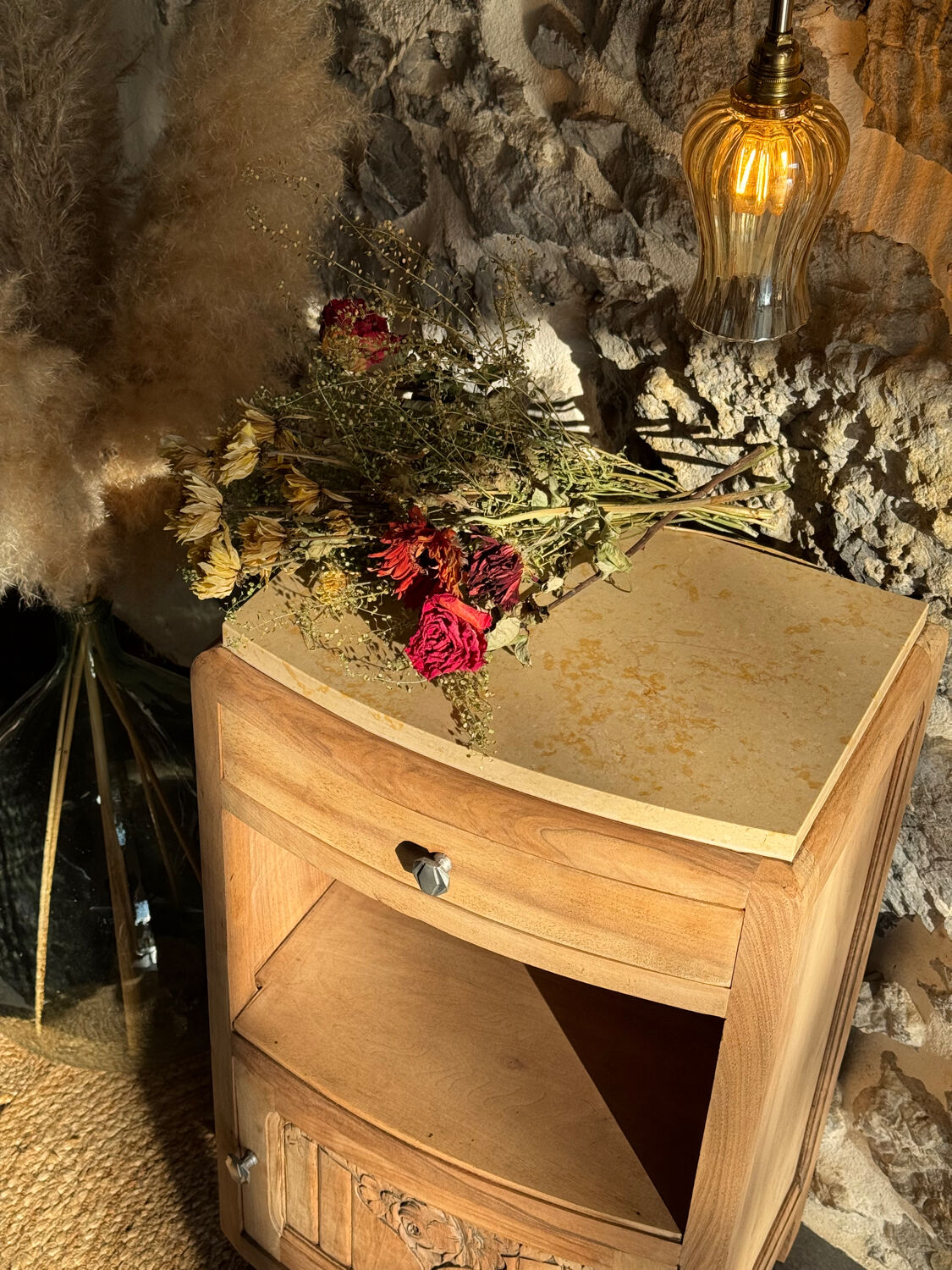 Small Art Deco piece in solid walnut and marble - 1930s