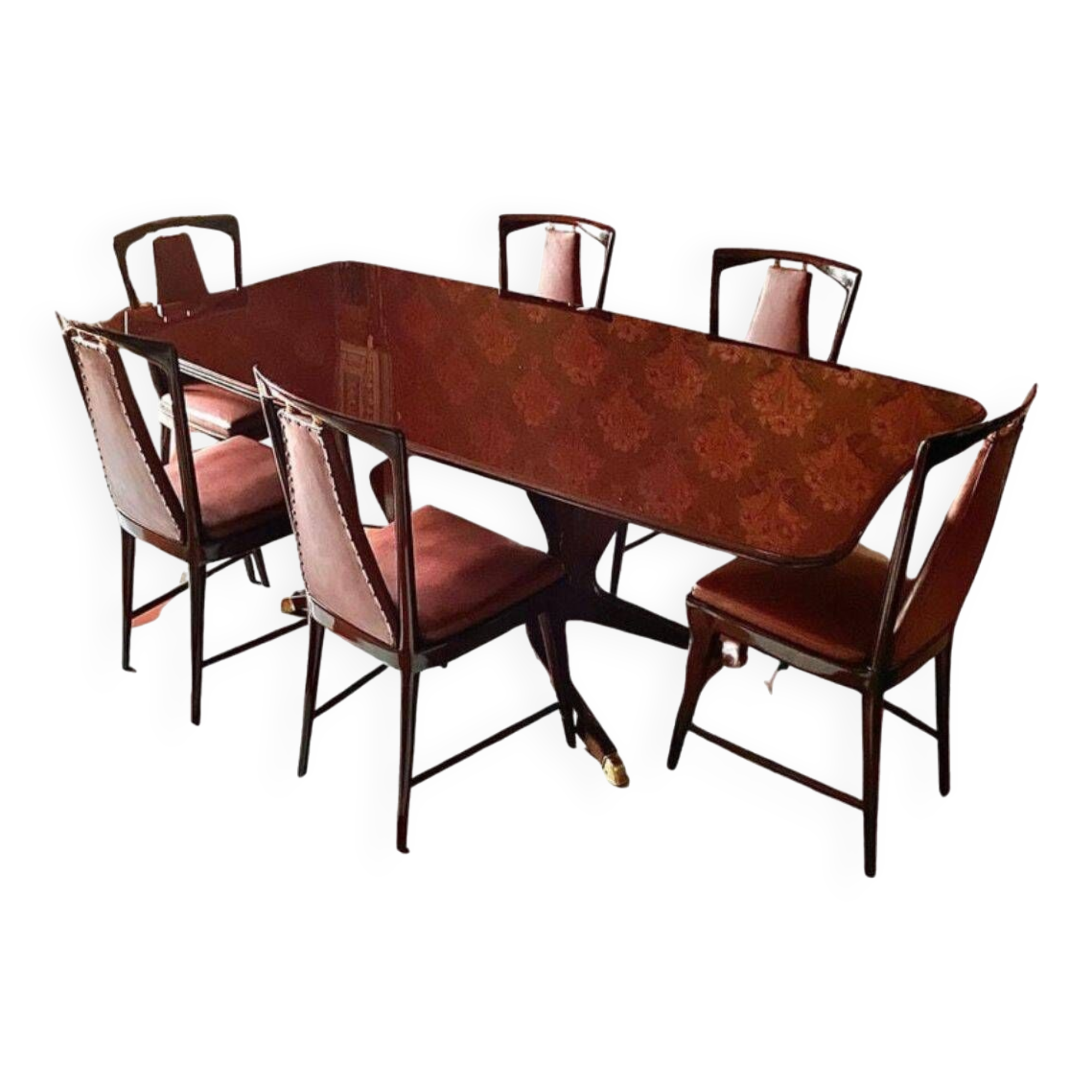 1950 Italian Midcentury Modern Mahogany and Rosewood Dining set, attributed to Osvaldo Borsani