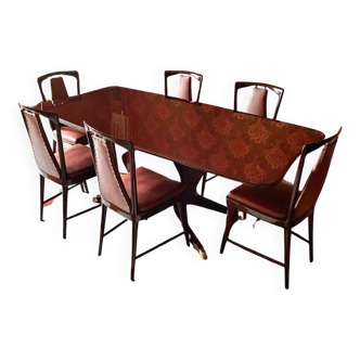 1950 Italian Midcentury Modern Mahogany and Rosewood Dining set, attributed to Osvaldo Borsani