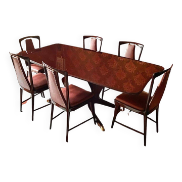 1950 Italian Midcentury Modern Mahogany and Rosewood Dining set, attributed to Osvaldo Borsani