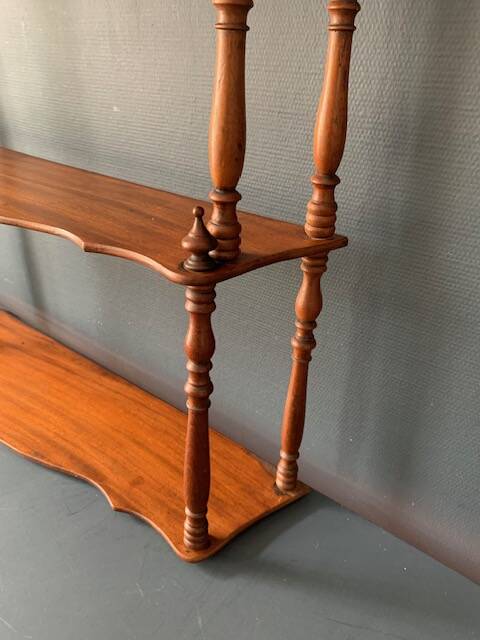 Large old wall shelf in turned wood, Napoleon III / XIXth era