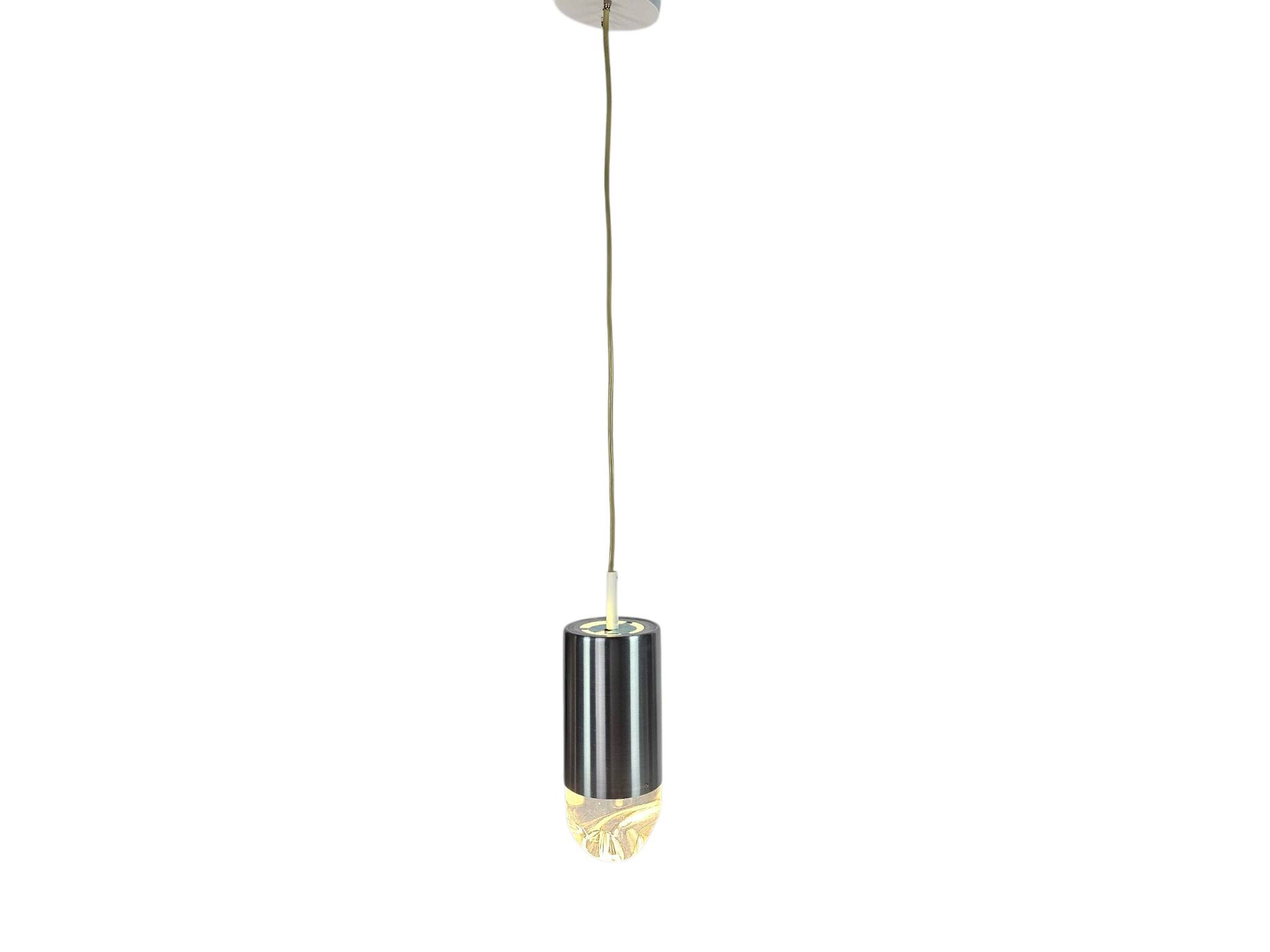 Raak Amsterdam - B 1015 - suspended lamp 'bullet' - aluminium - crystal - 1960s