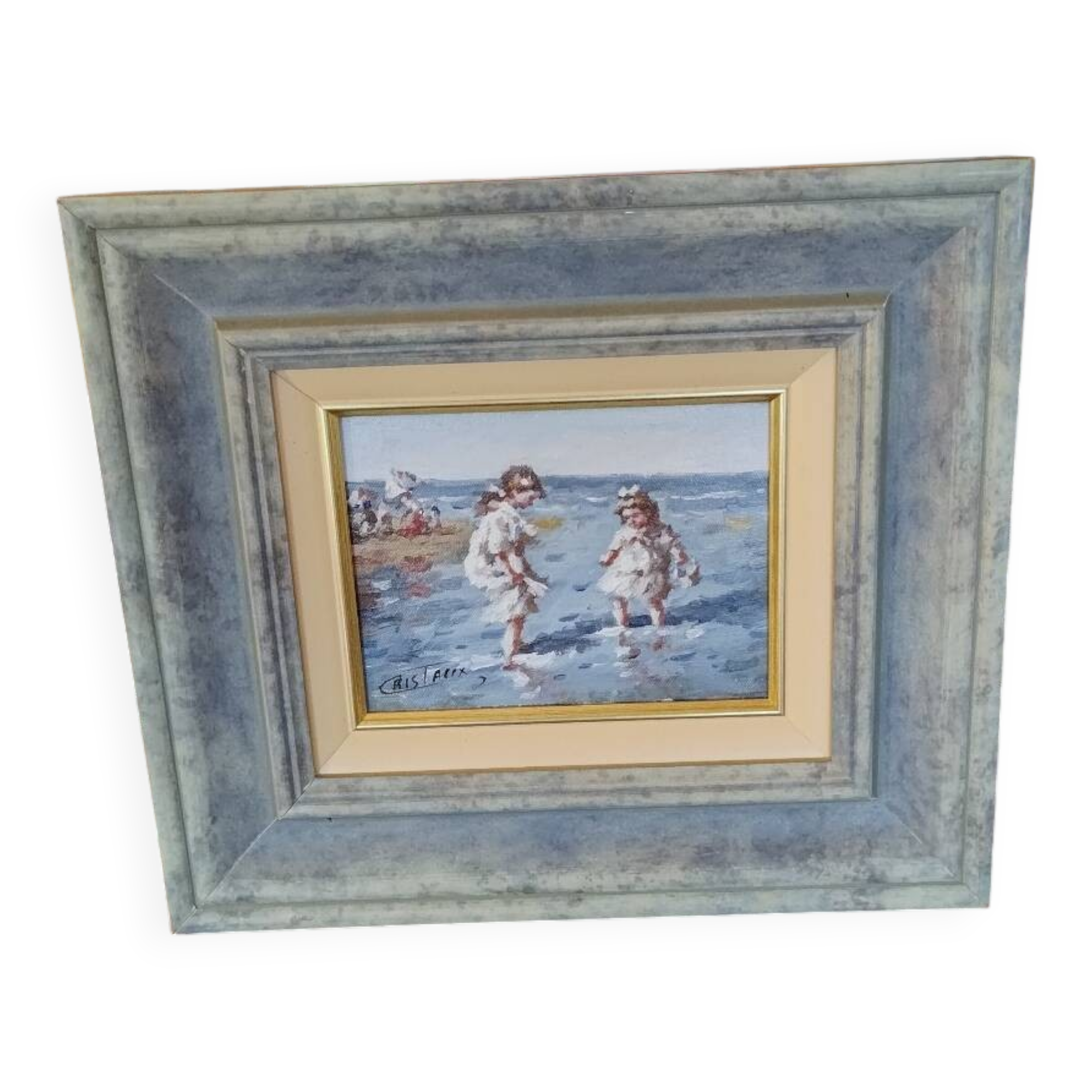 Tableau fillettes sur la plage
