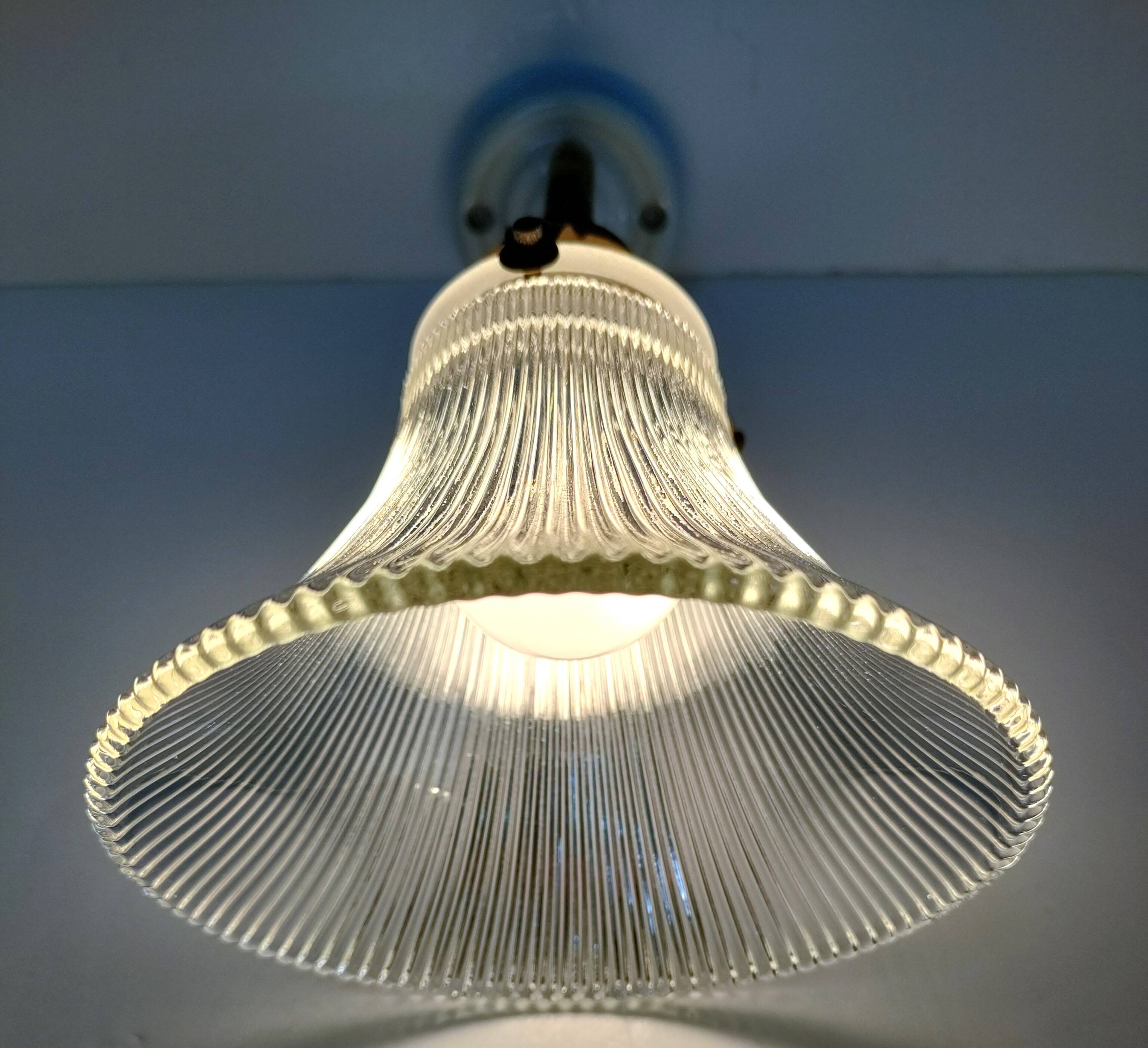 Brass porcelain glass wall light 1900