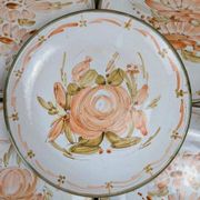 Set of 6 handmade flat plates signed by Maïté – hand-painted designs