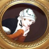 Brass wall decoration repelled hand-painted portrait
