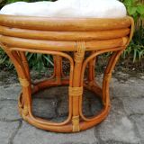 Vintage pouf in rattan and bamboo