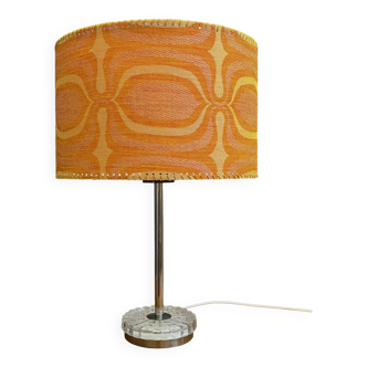 Lampe de table ronde avec abat-jour orange années 60