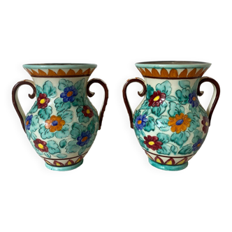 Paire de vases à anses en céramique Cérart Monaco