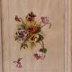 Old painting, gouache on paper, floral composition with pansies, framed under glass