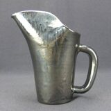 Old Biot, modernist pitcher in iridescent black ceramic.