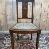 Set of 6 Art Deco chairs in marquetry and caning.