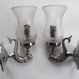 Pair of vintage chrome wall sconces