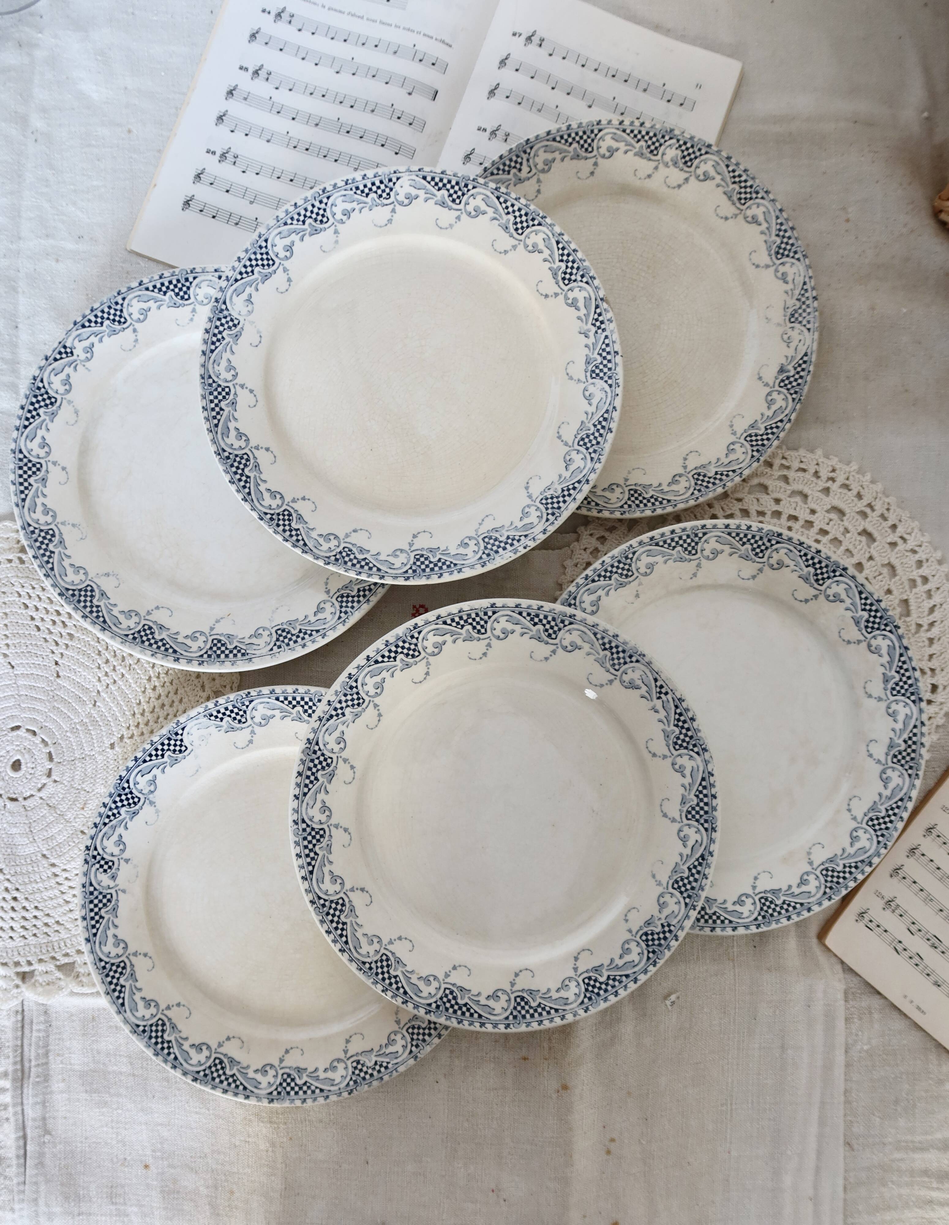 6 flat plates in ironstone Sarreguemines U&C model Luchon