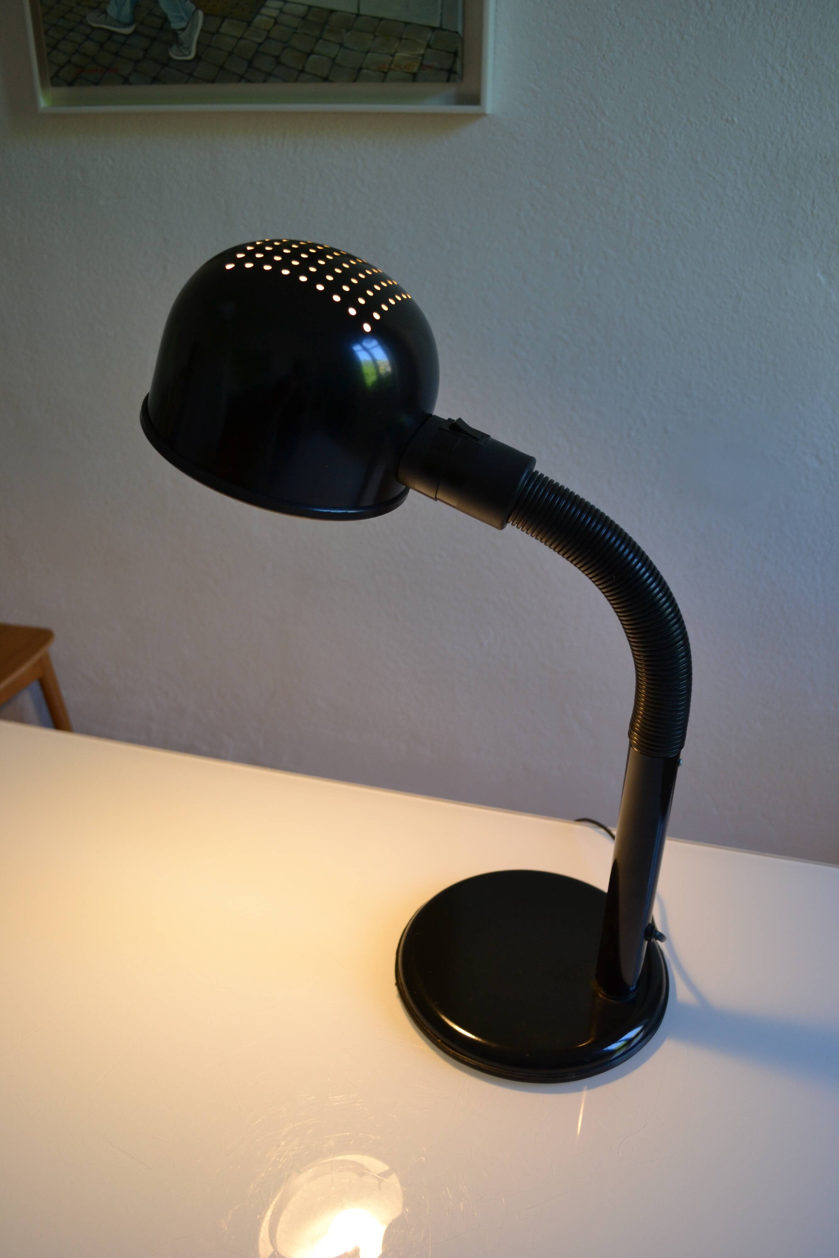 Black goose neck desk lamp ALDA 1980 Swedish Mid-Century