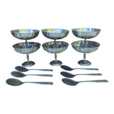 Mat stainless steel ice cream bowls by Jean Couzon
