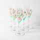 Set of 6 Mid-century Rare Floral Design Champagne Flutes / Italy / 1960s