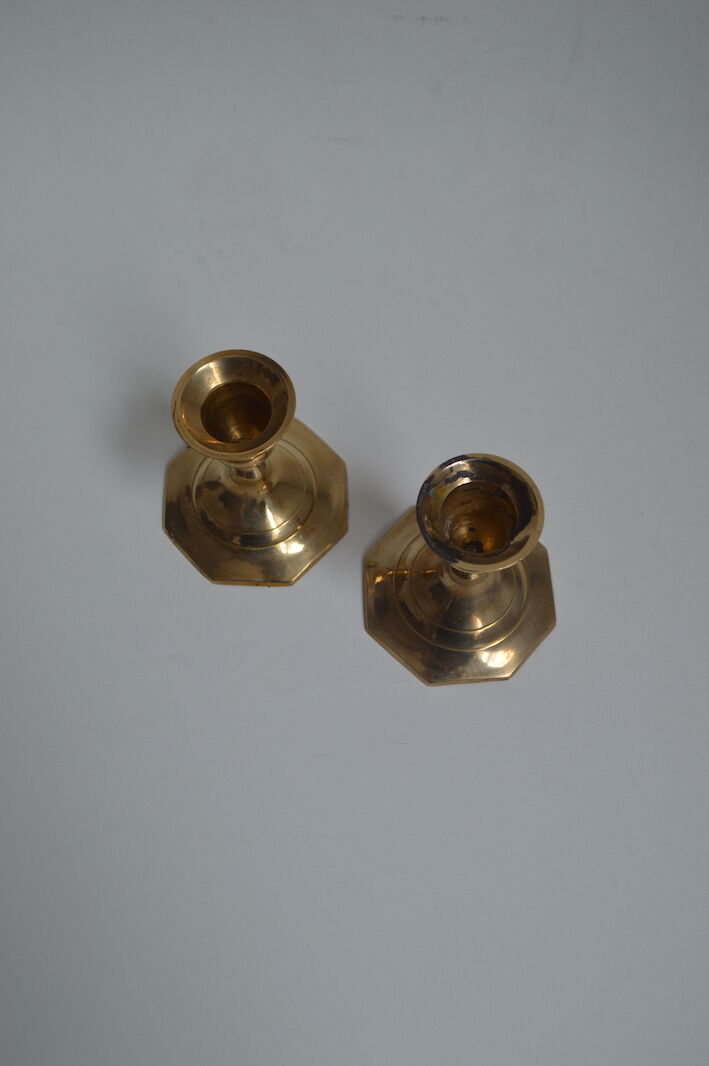 Pair of brass candle holders