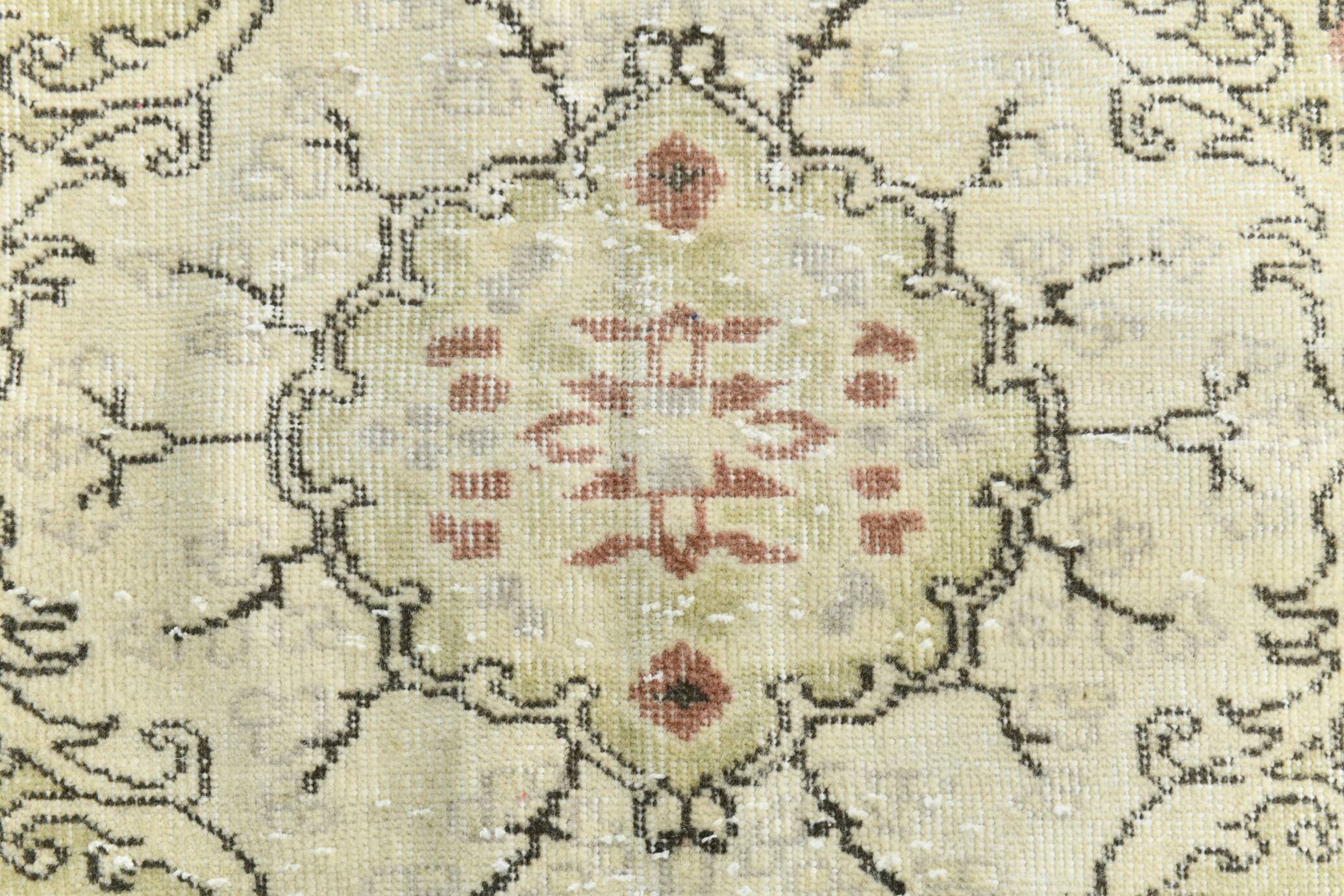 7x10 Beige & Pale Yellow Geometric Pattern Vintage Rug, 203x308 Cm