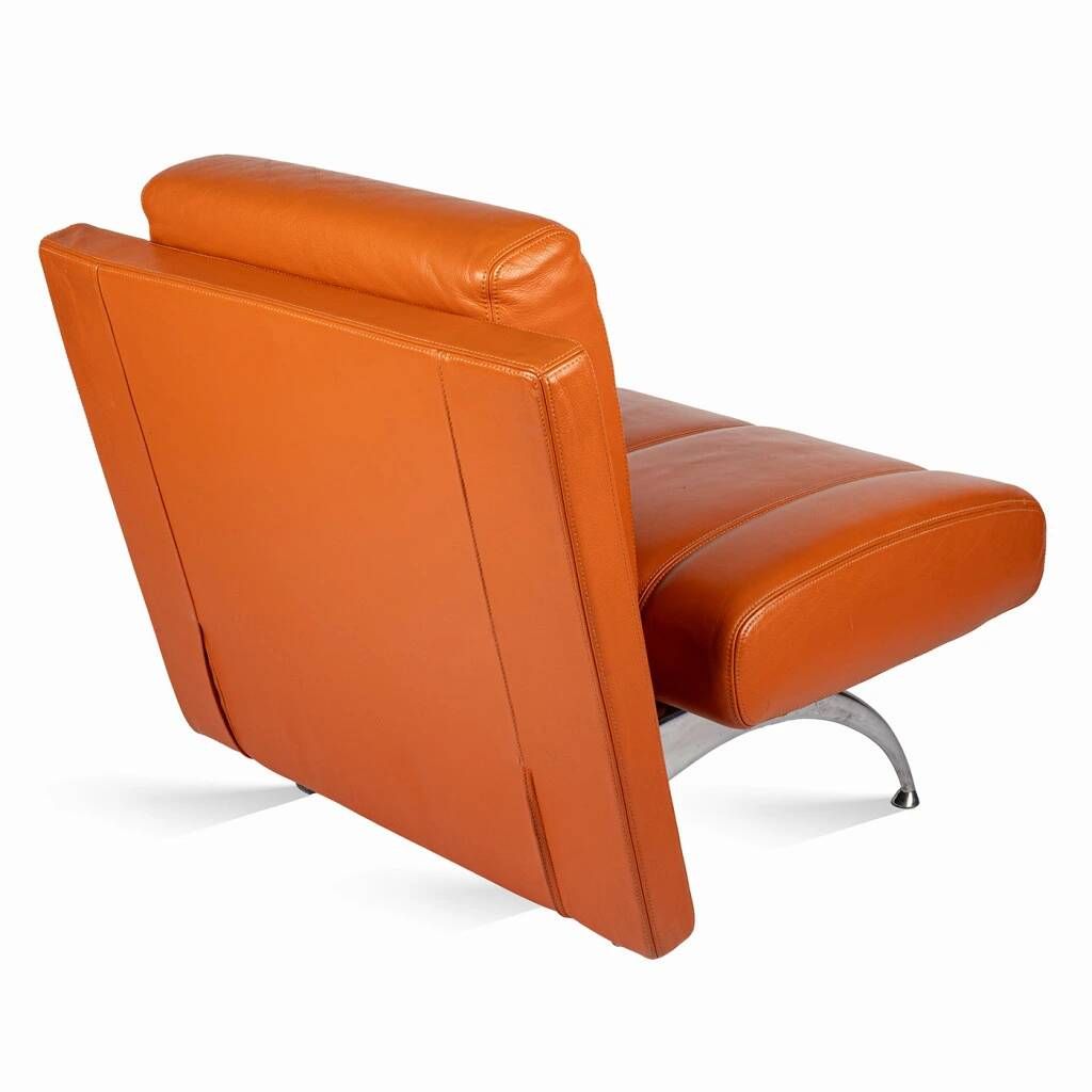 A unique armchair made of genuine leather and designed by the luxury Italian brand Moroso.
