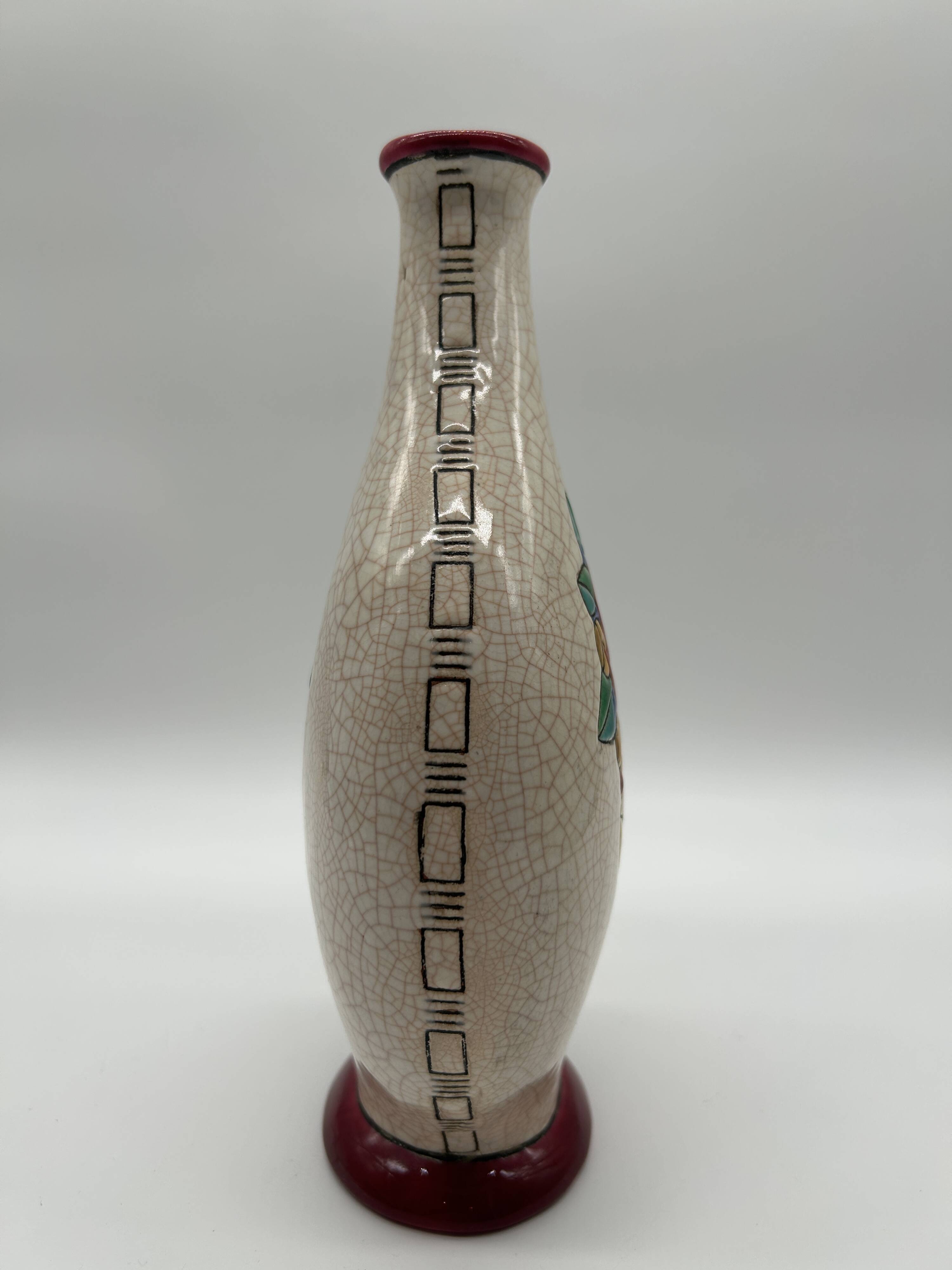Vase art deco en émaux de longwy