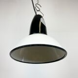 Industrial soviet white enamel pendant light, 1960s