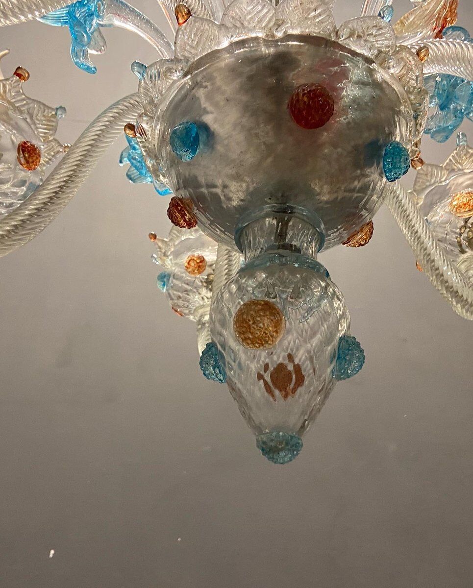 Venetian murano glass flower chandelier, 1960s