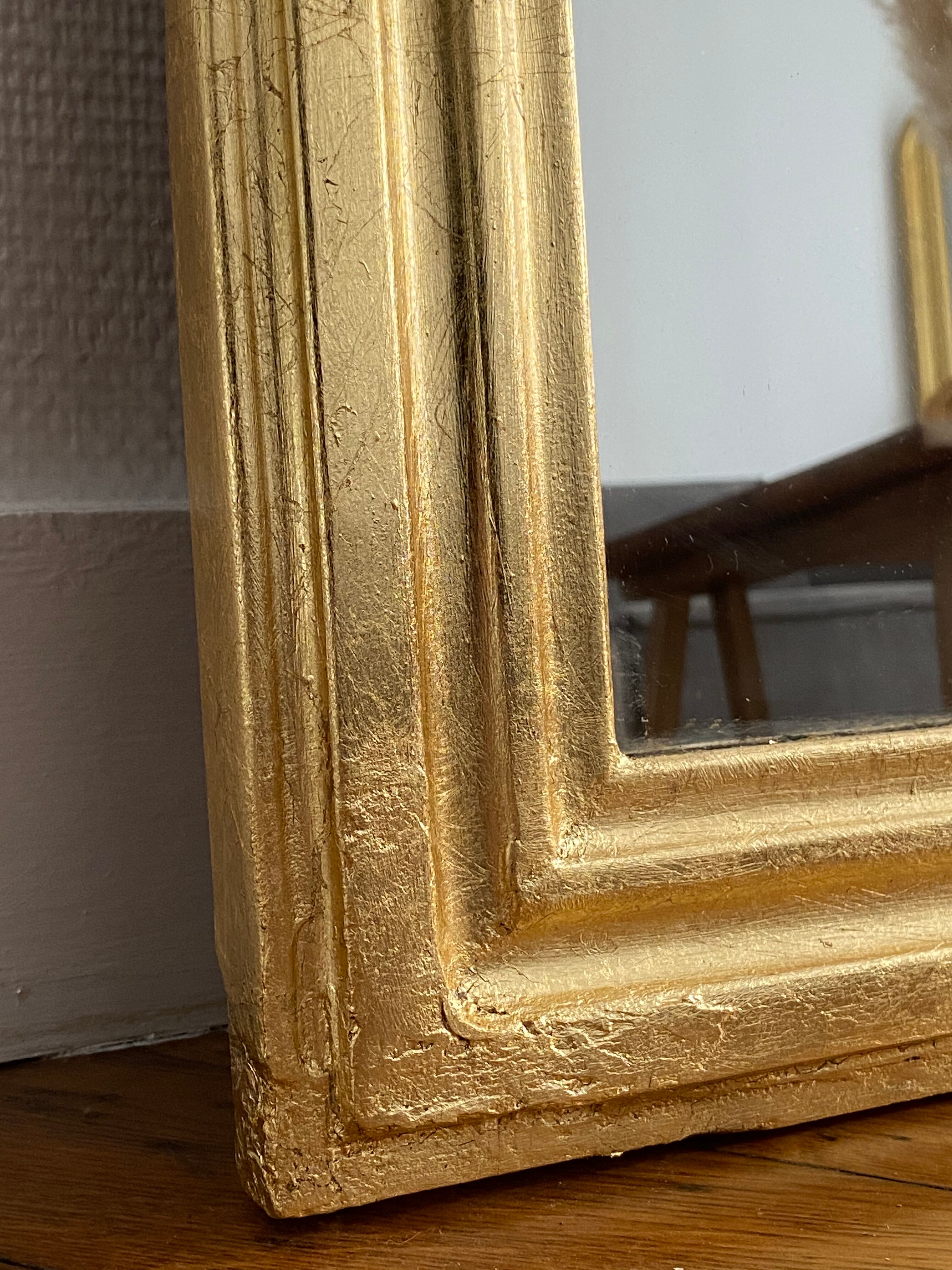 Miroir ancien Louis Philippe doré feuille d’or - 71x53cm