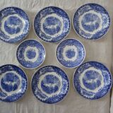 6 dessert plates and 2 blue cups P.Regout Maastricht Holland