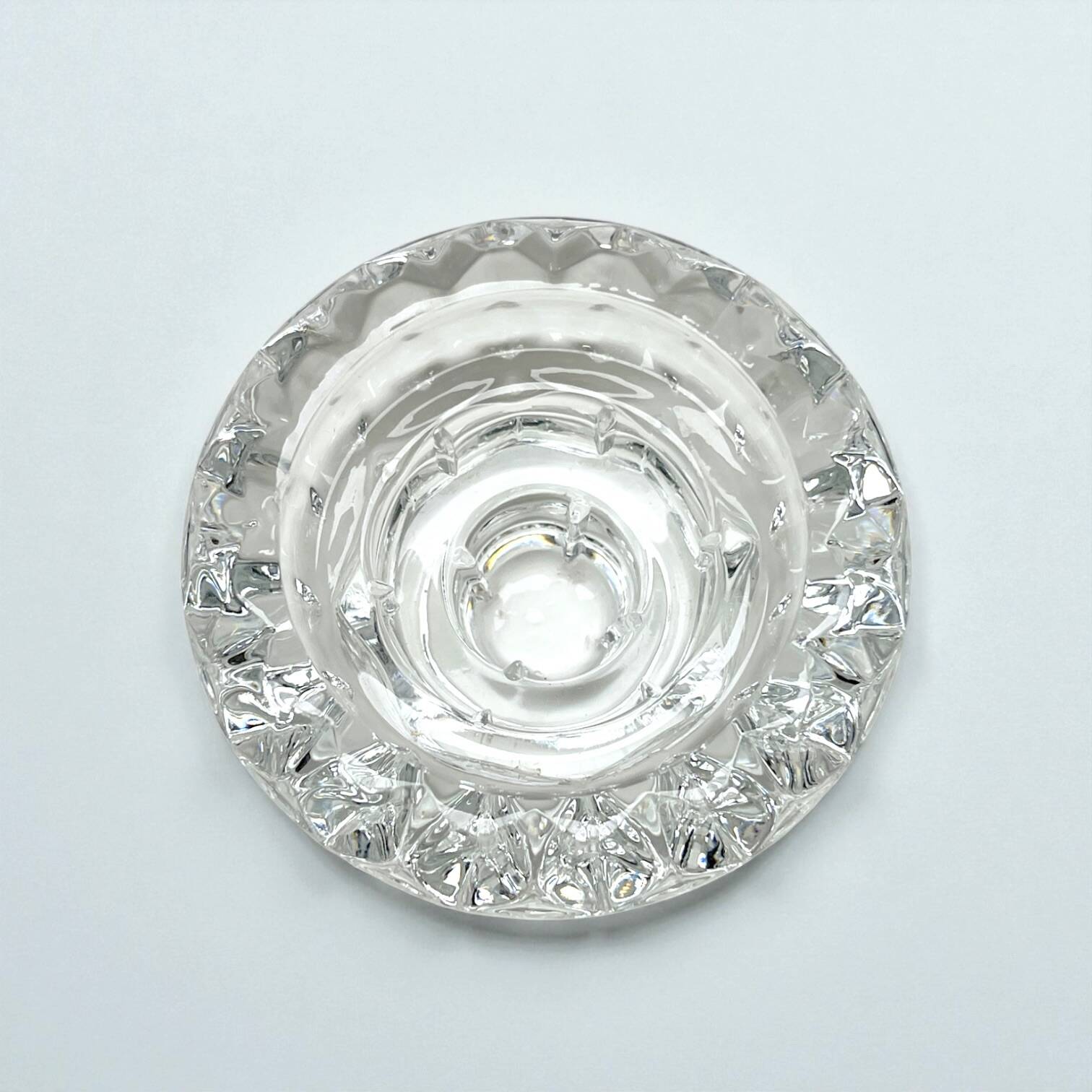 Vintage Art Deco candlestick in transparent moulded crystal glass