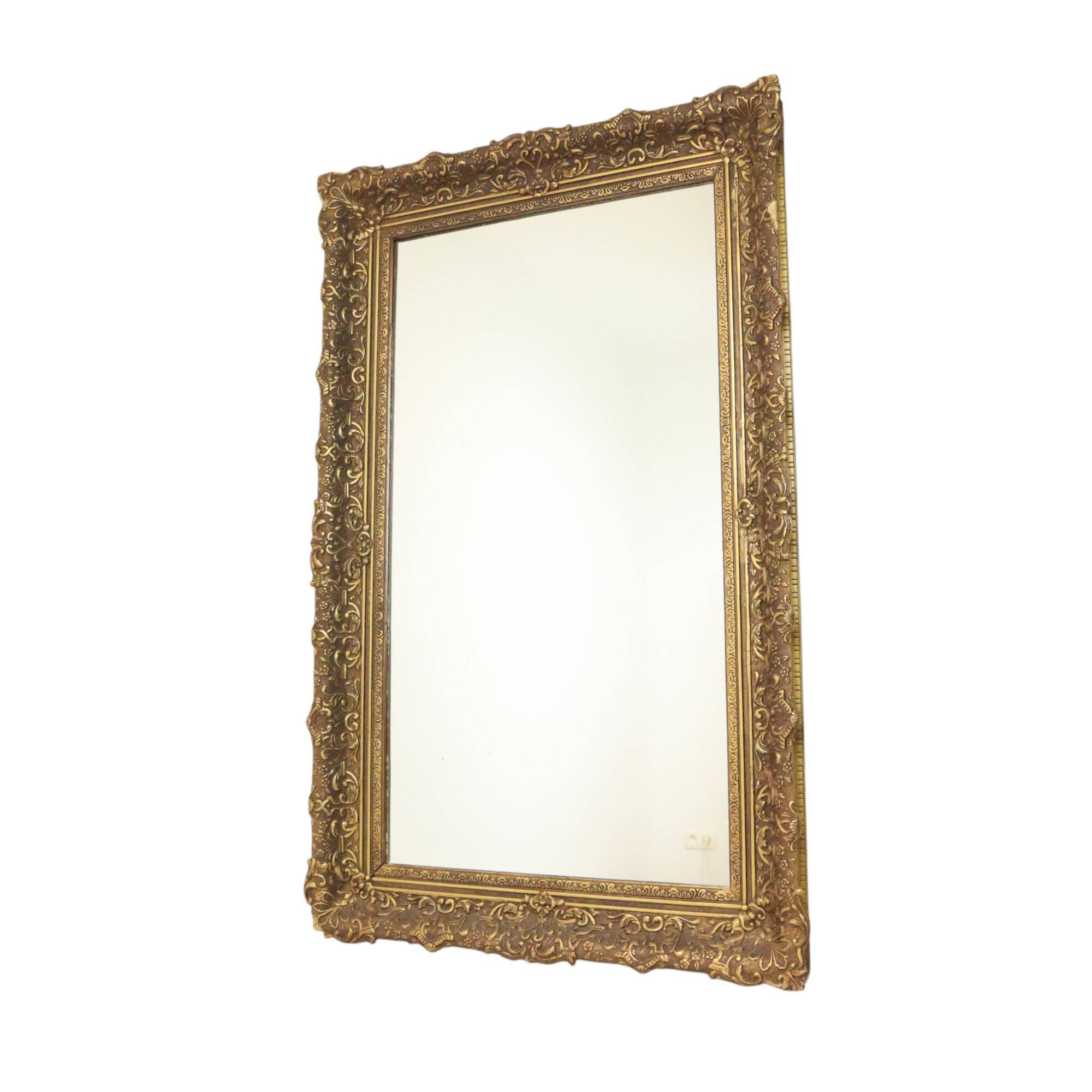 Large Gold Baroque Style Mirror Gilded Frame Acanthus Flowers 110cm