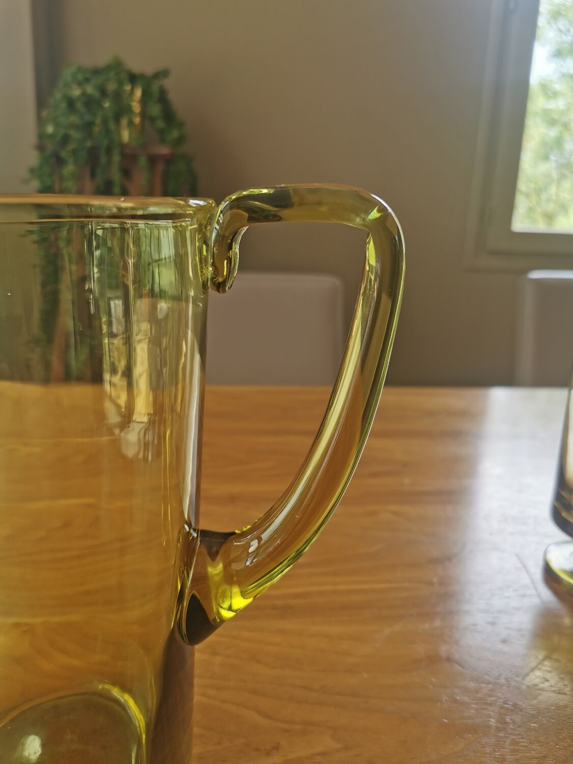 Vintage green glass orangeade service