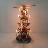 19th century handmade Christmas pyramid – rare and beautiful German folk art piece