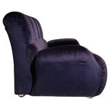 Fauteuil italien moderne en velours bleu