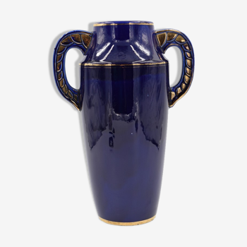 Large ceramic art deco vase by Odyv blue sèvres