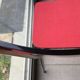 Table set and 2 vintage vintage pale red formica chairs